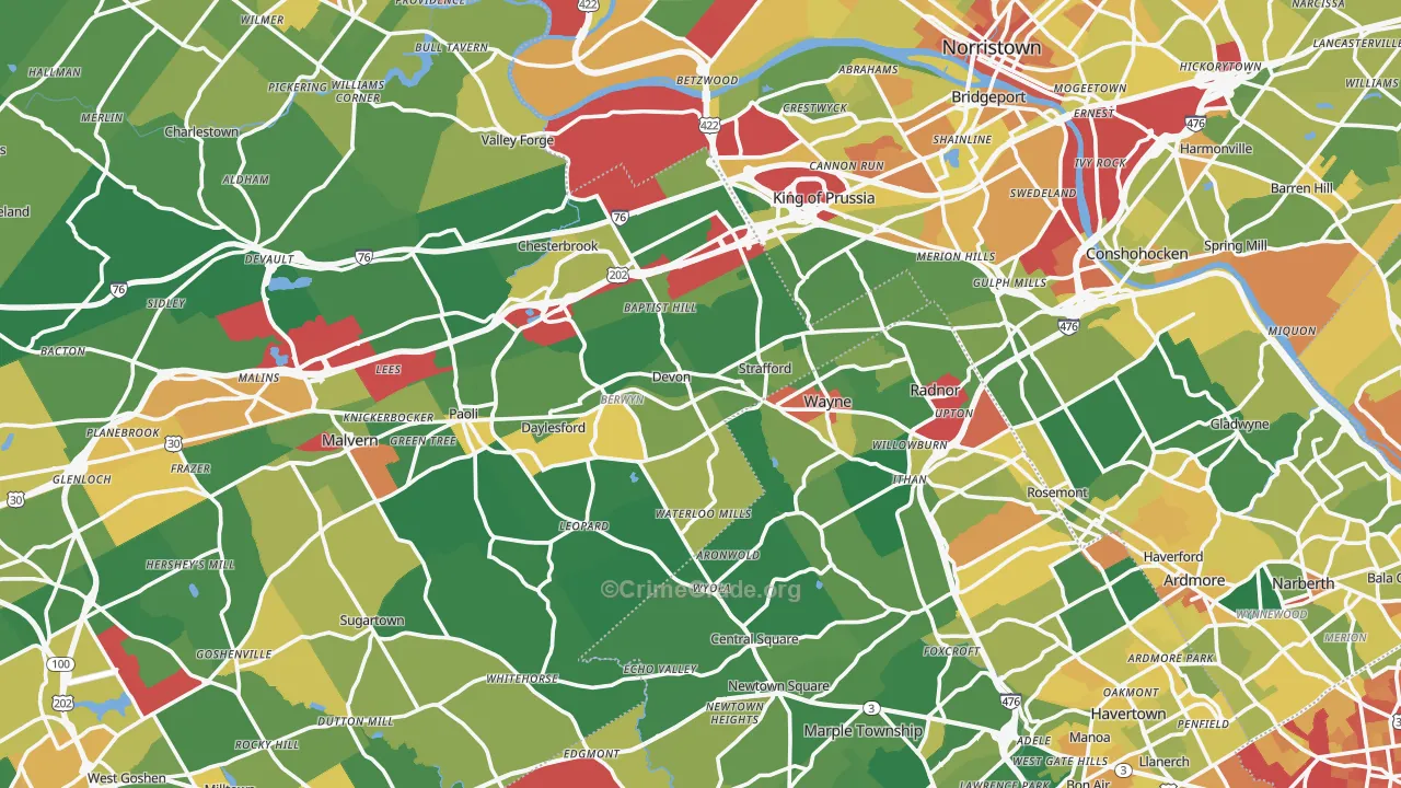 Devon, PA Map of Assault Rates
