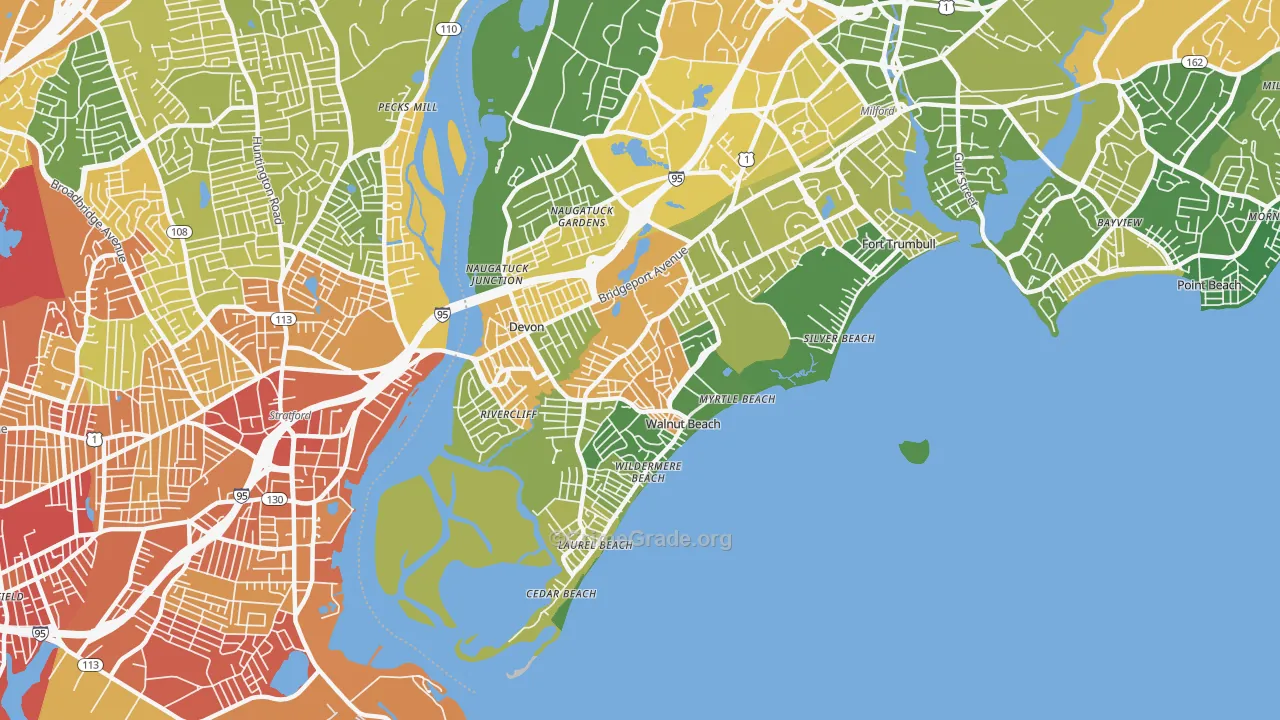 Devon-Walnut Beach, Milford, CT Map of Assault Rates