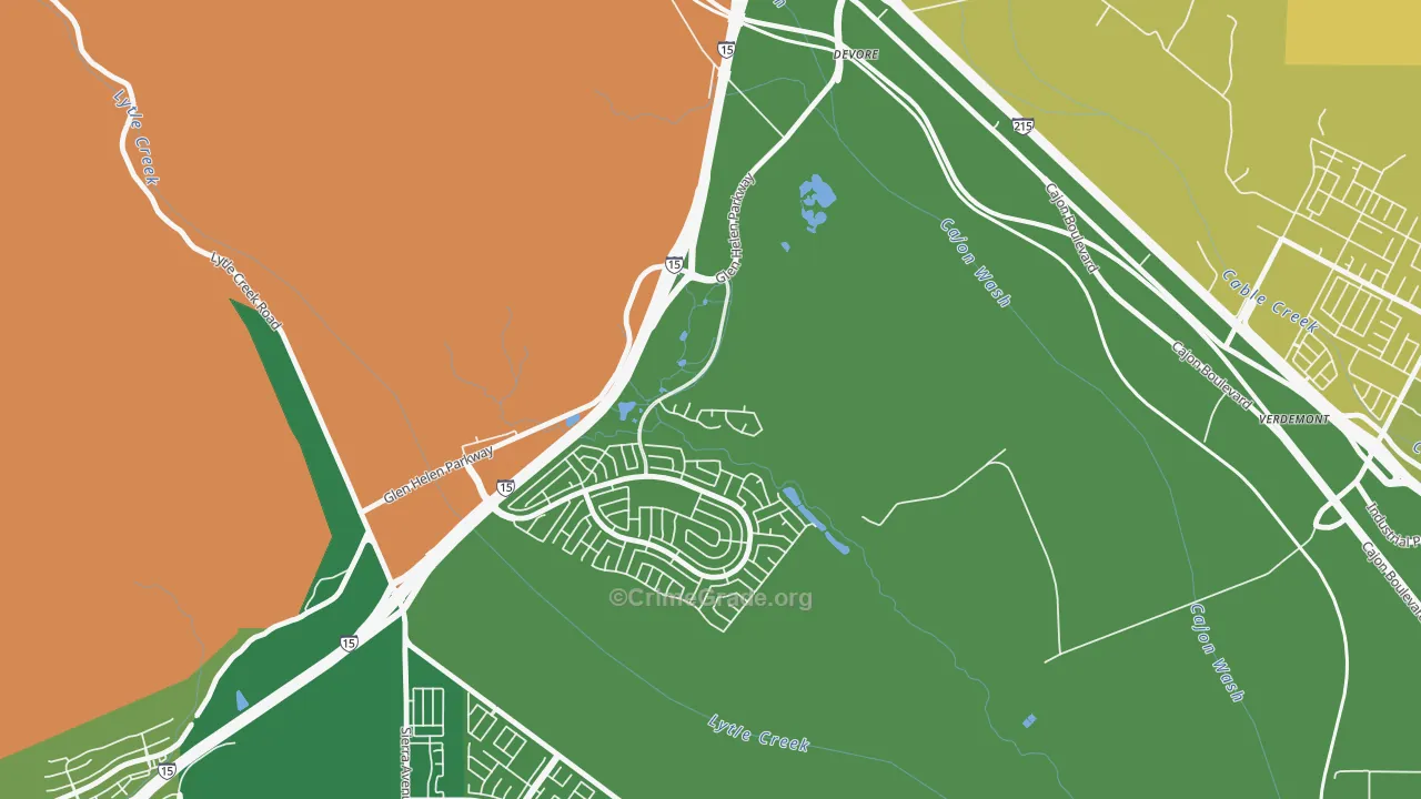 Devore, CA Map of Assault Rates