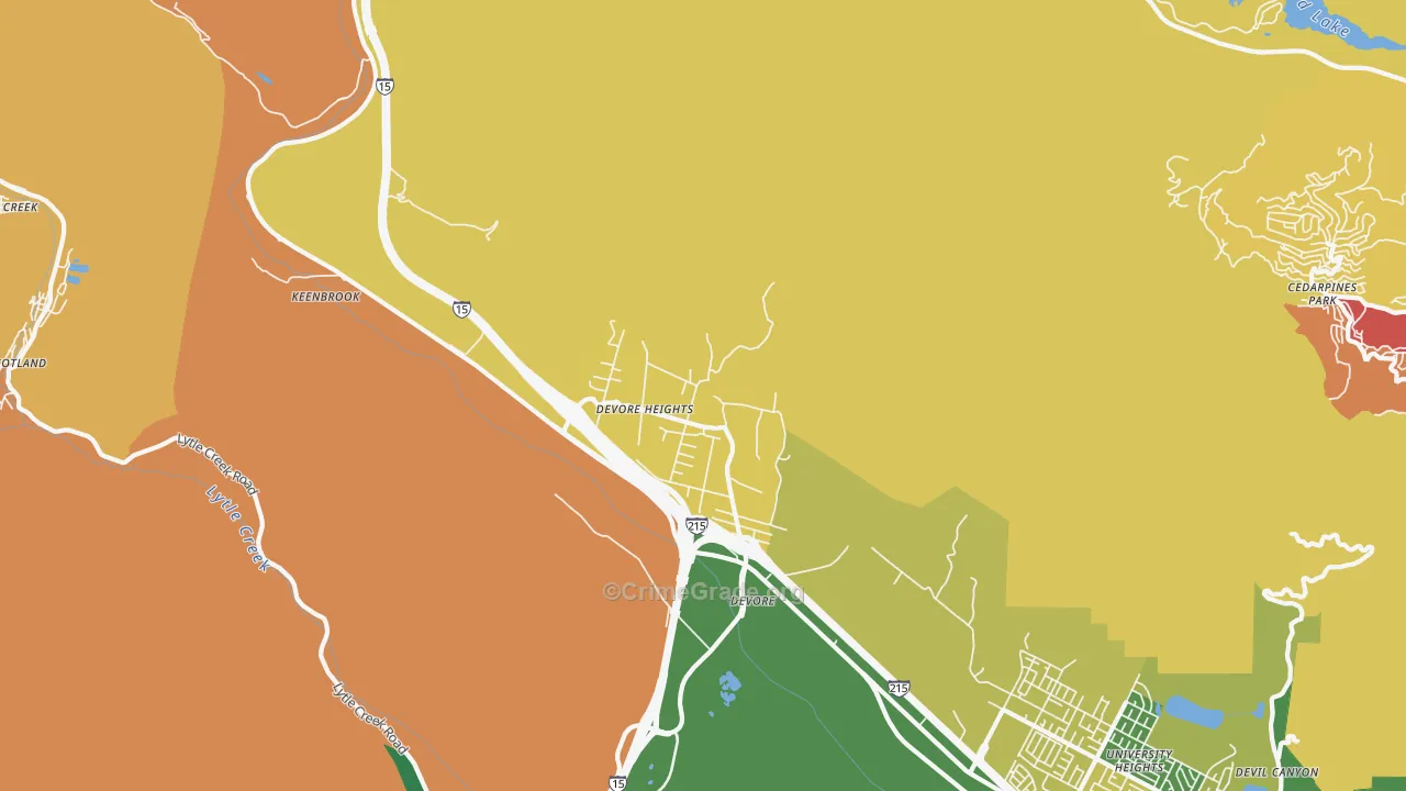 Devore Heights, CA Map of Assault Rates