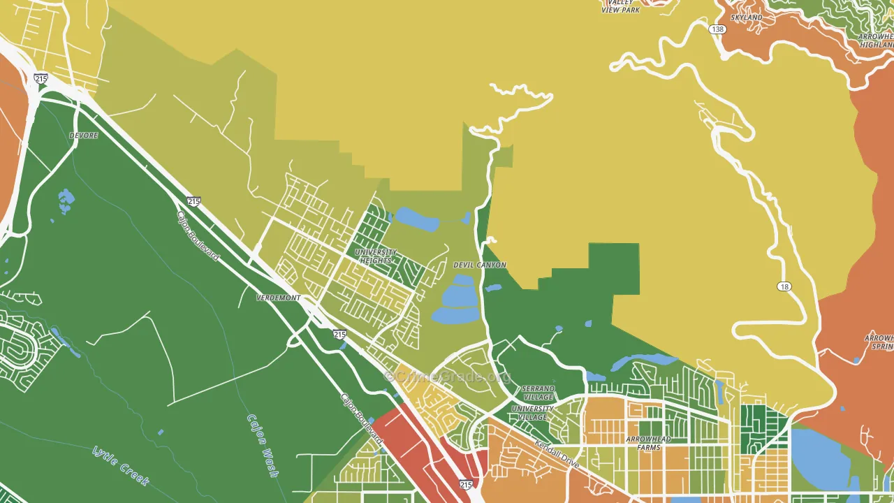 Devore Hghts, CA Map of Assault Rates