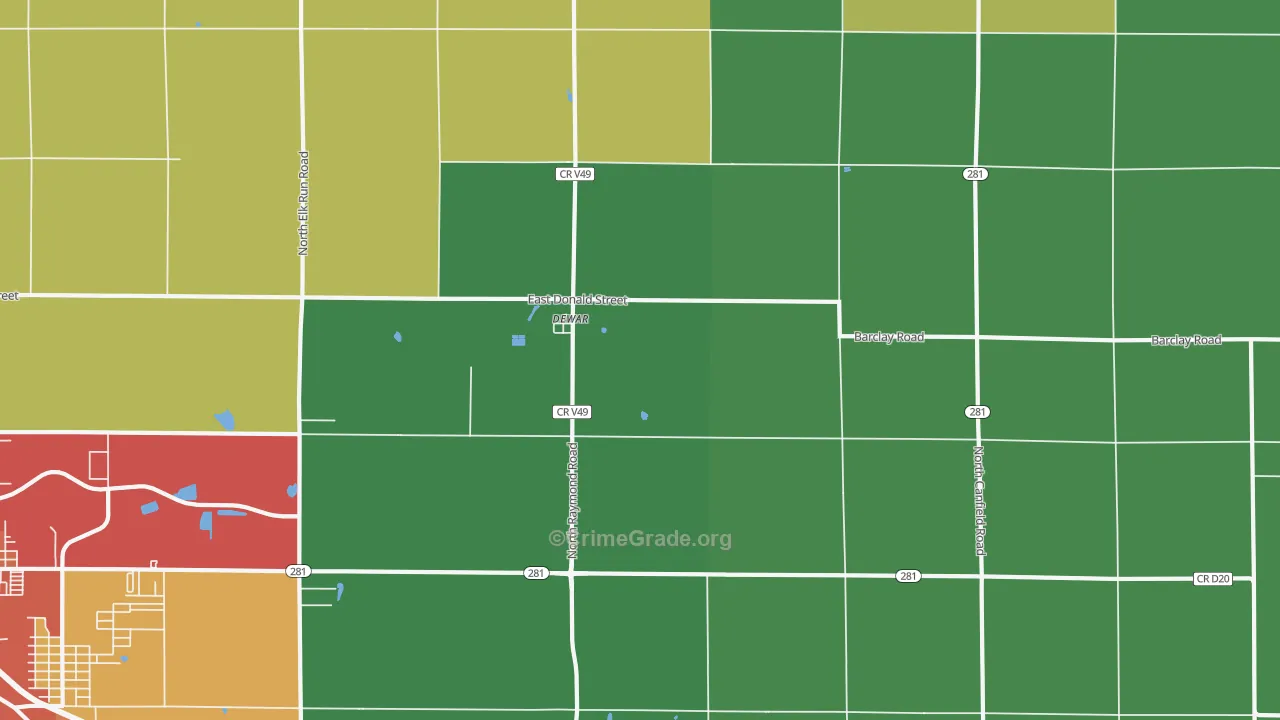Dewar, IA Map of Assault Rates