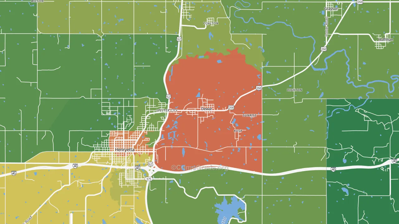 Dewar, OK Map of Assault Rates