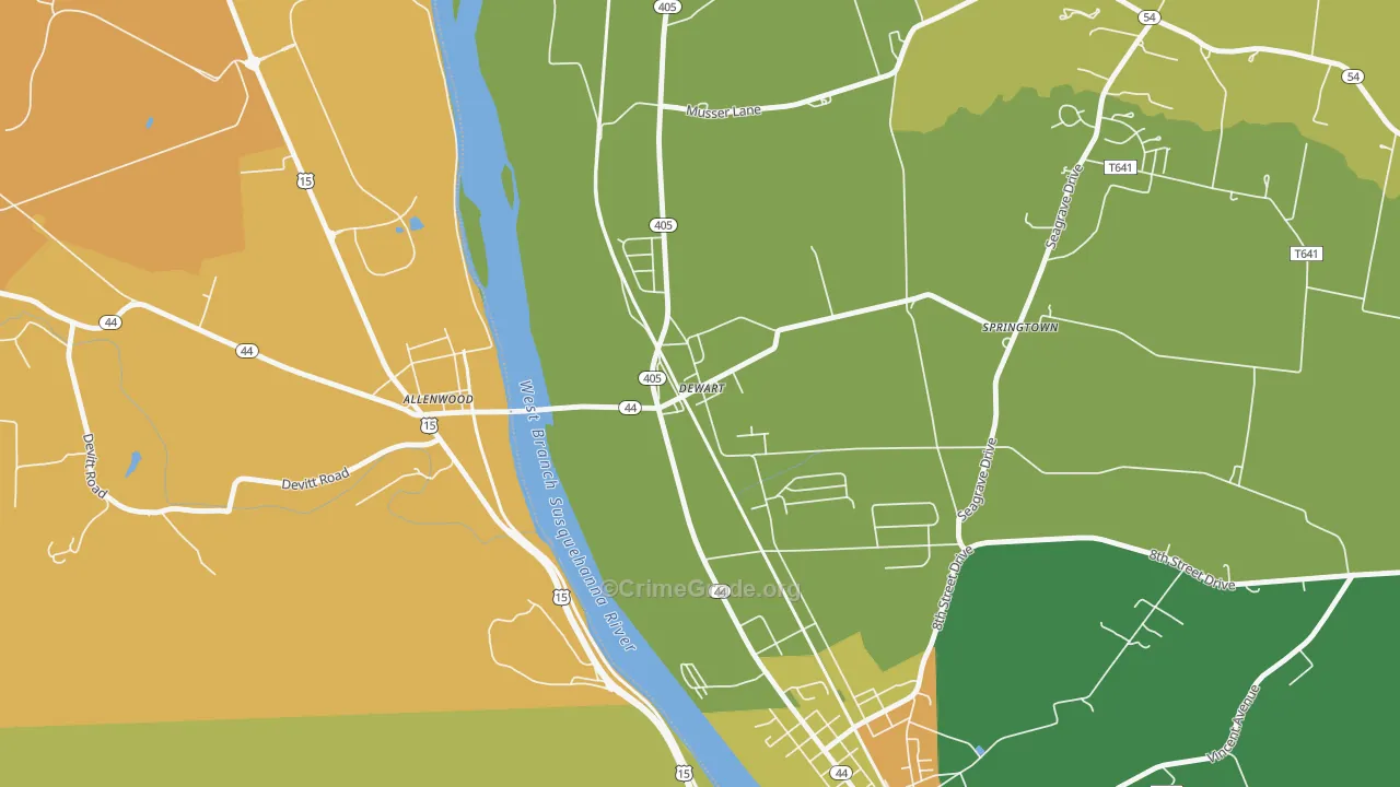 Dewart, PA Map of Assault Rates
