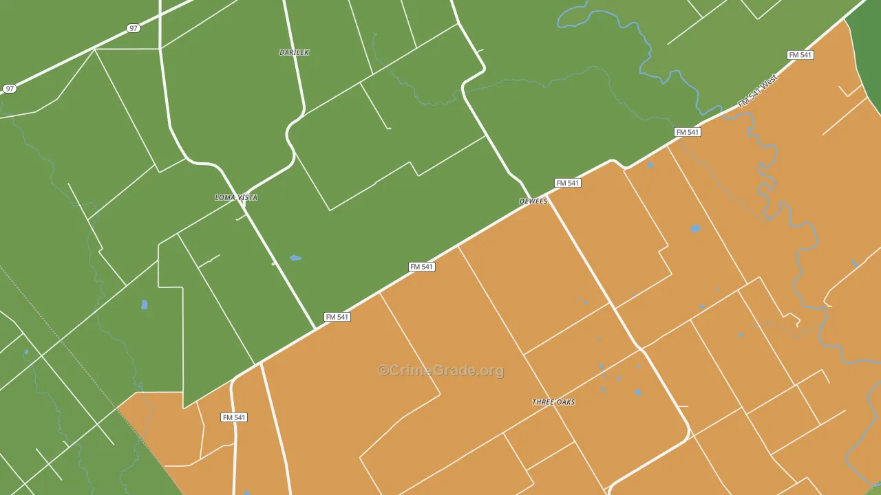 Dewees, TX Map of Assault Rates