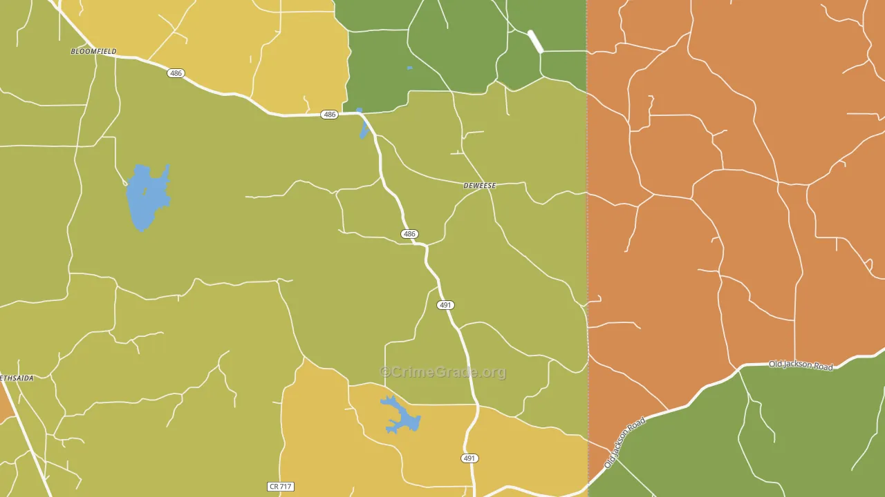 DeWeese, MS Map of Assault Rates