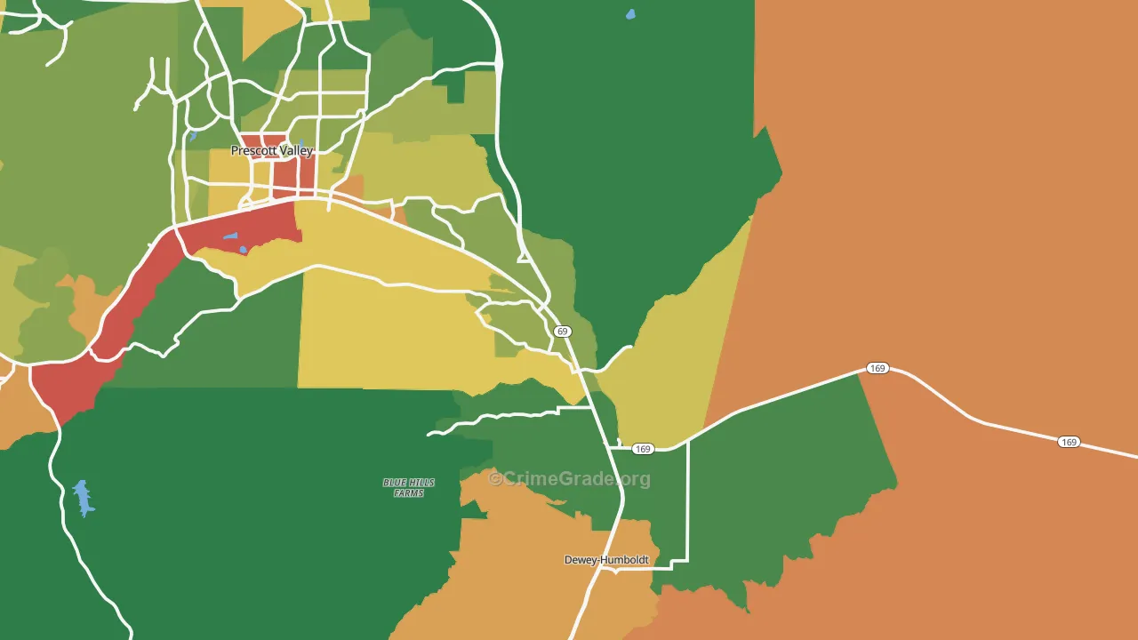 Dewey, AZ Map of Assault Rates
