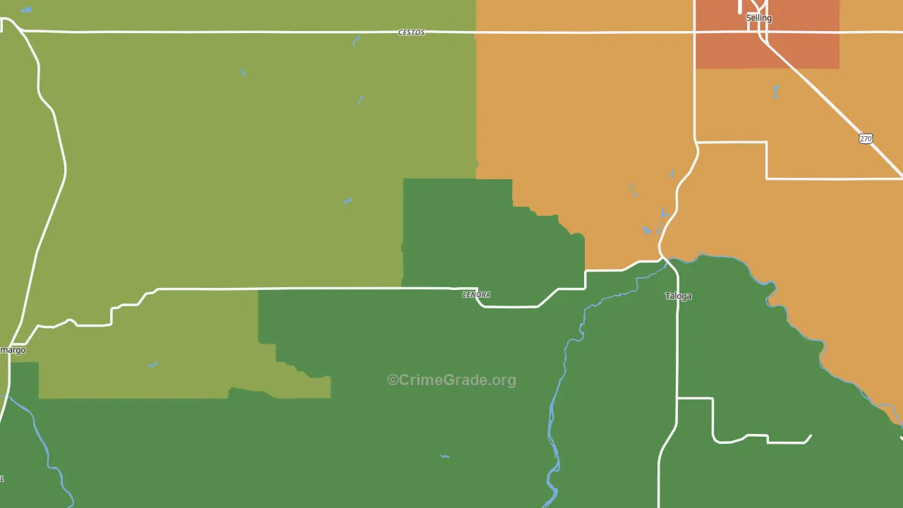 Dewey County, OK Map of Assault Rates