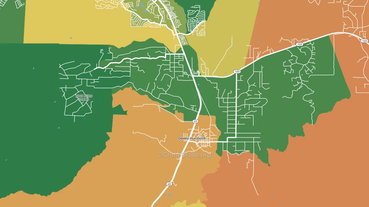 Dewey-Humboldt, AZ Map of Assault Rates