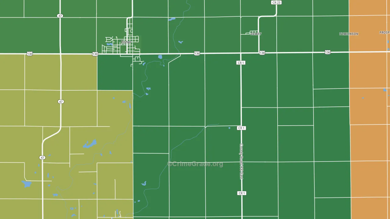 Dewey, IL Map of Assault Rates
