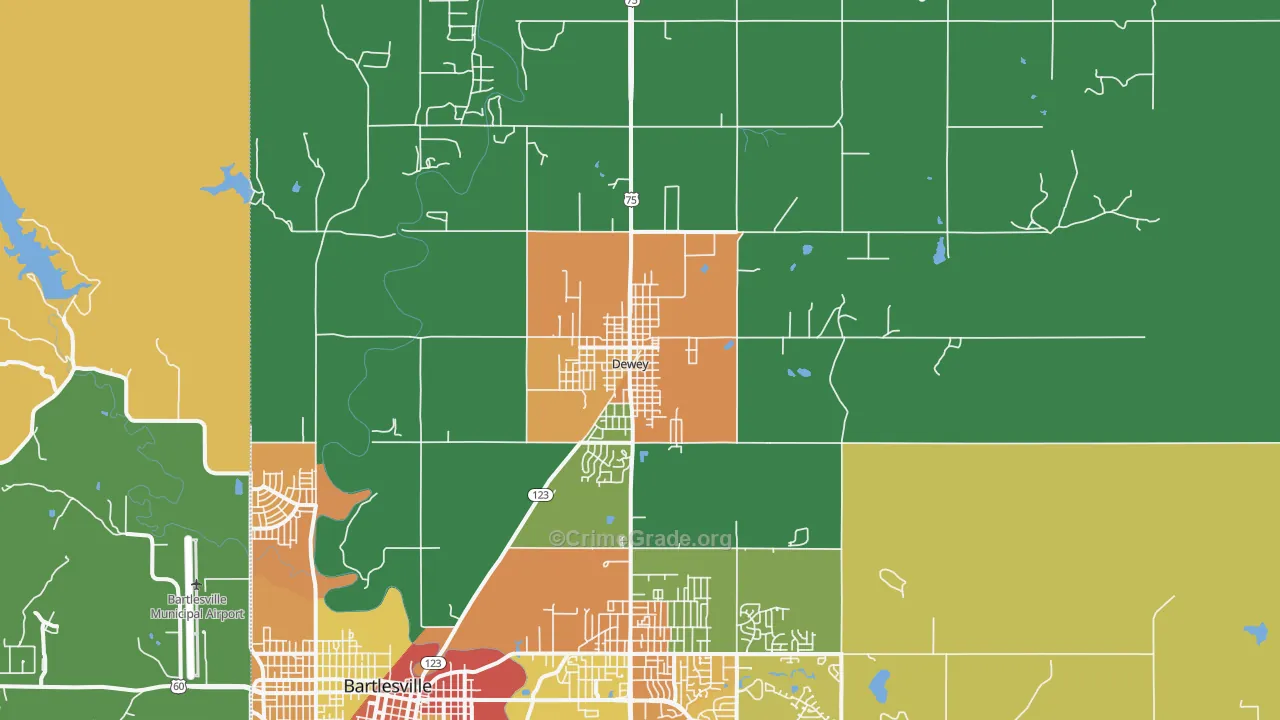 Dewey, OK Map of Assault Rates