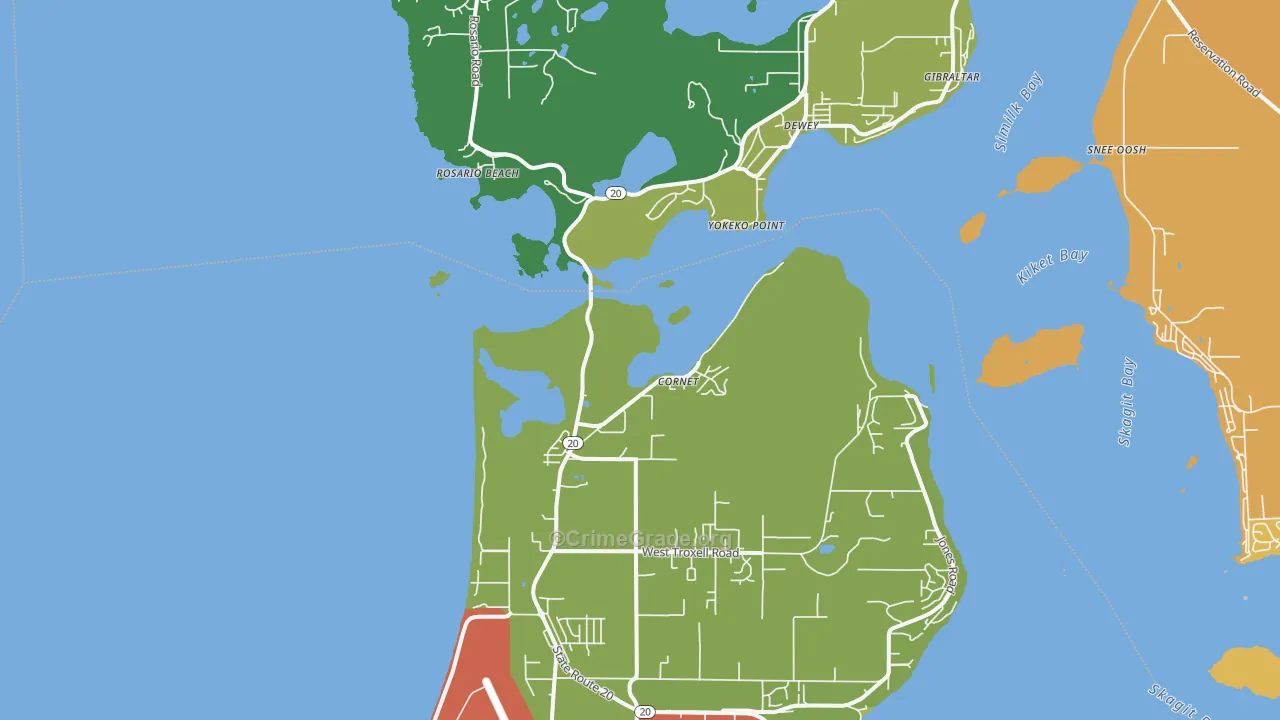 Dewey, WA Map of Assault Rates
