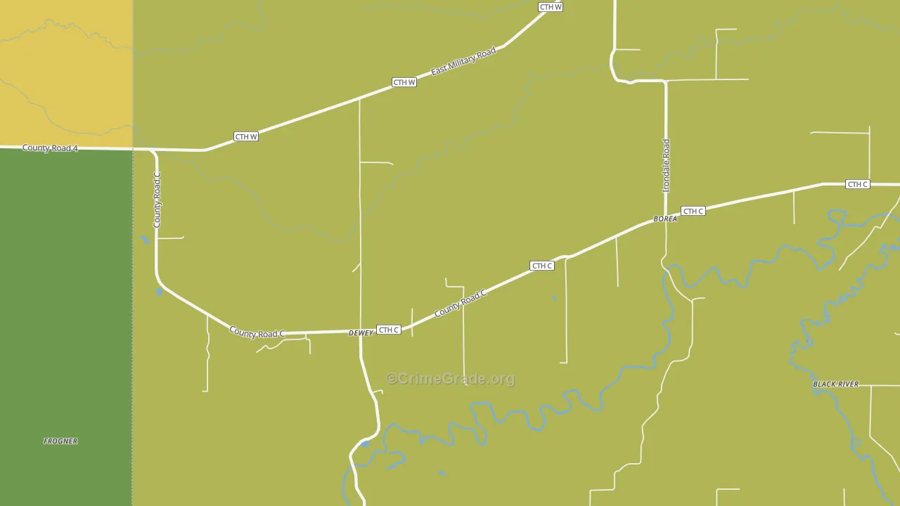 Dewey, WI Map of Assault Rates