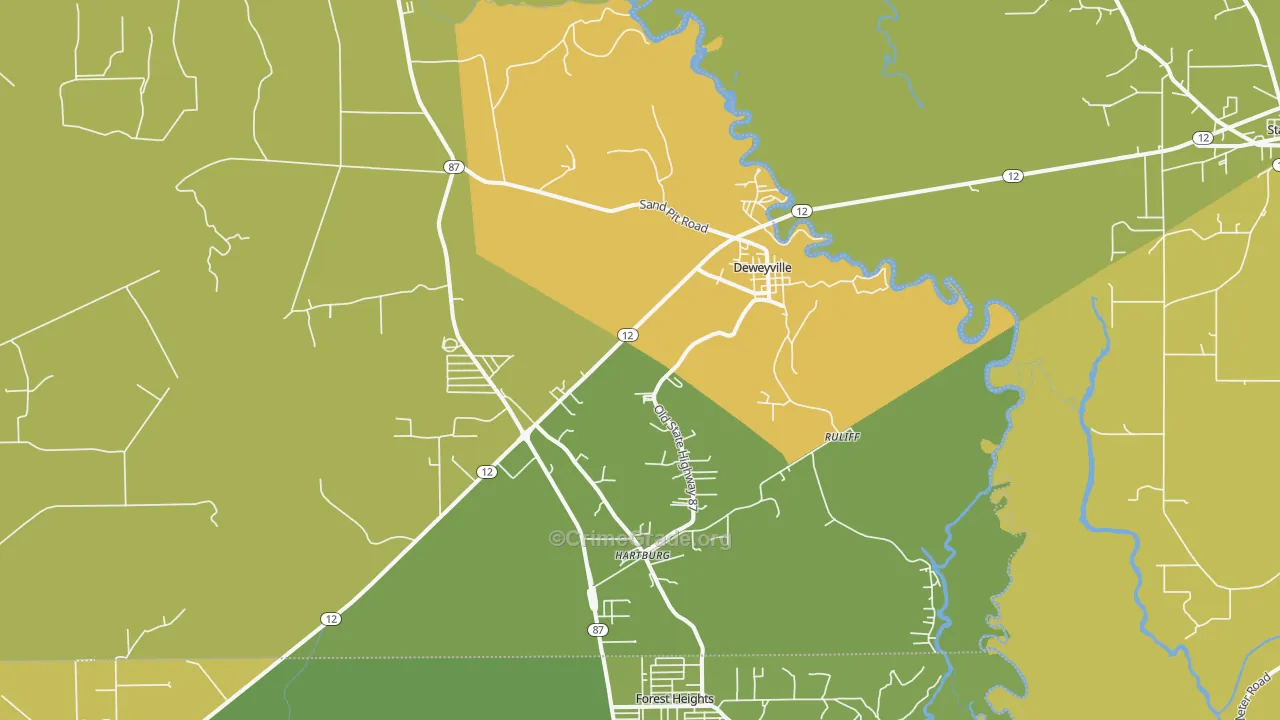 Deweyville, TX Map of Assault Rates
