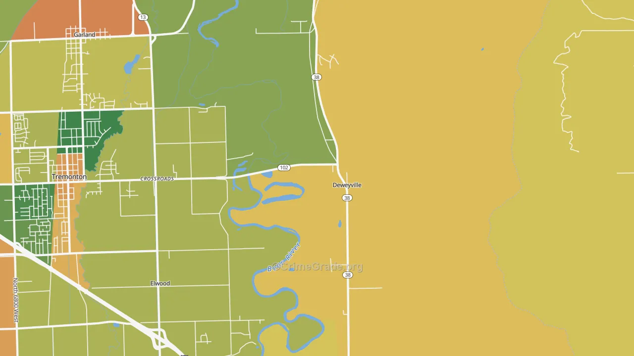 Deweyville, UT Map of Assault Rates