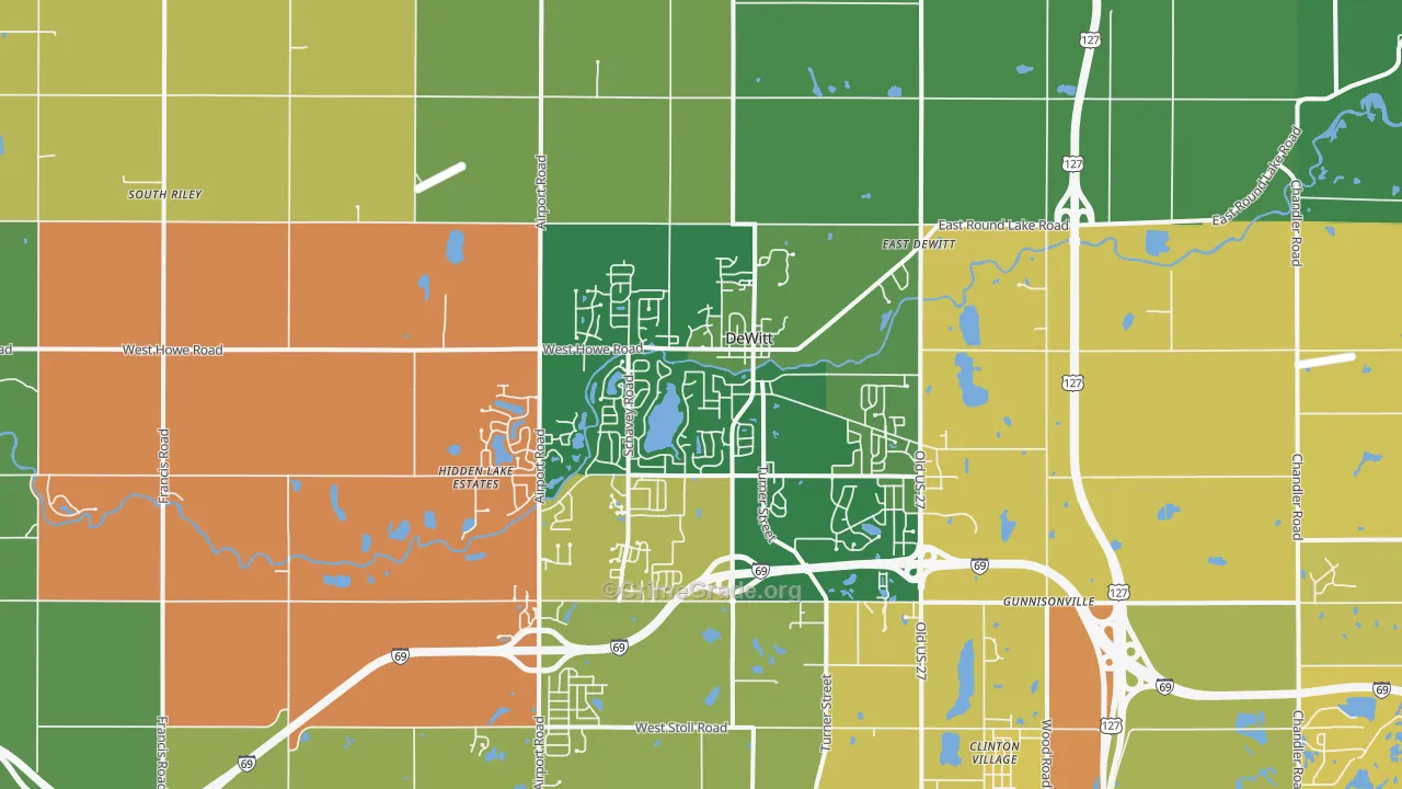 Dewitt, MI Map of Assault Rates