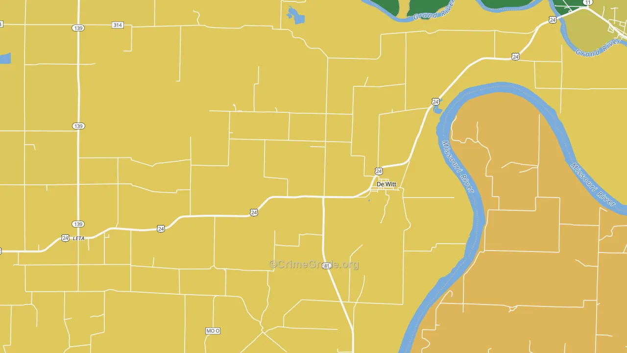 DeWitt, MO Map of Assault Rates