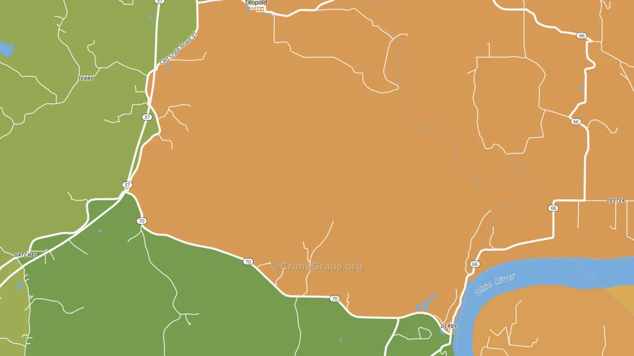 Dexter, IN Map of Assault Rates