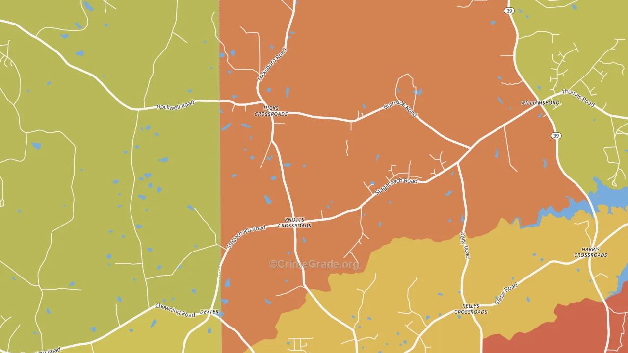 Dexter, NC Map of Assault Rates