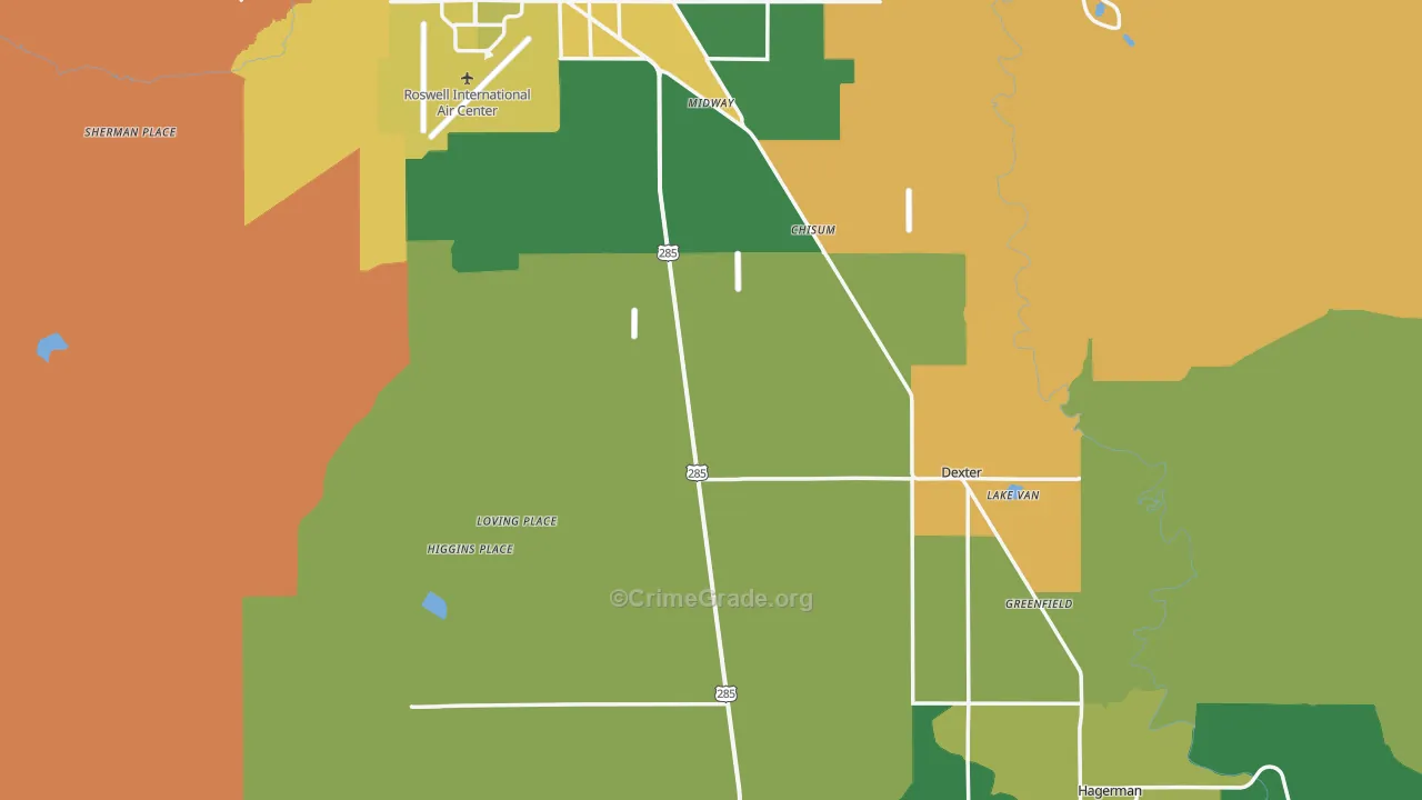 Dexter, NM Map of Assault Rates