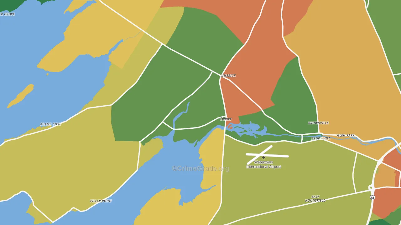 Dexter, NY Map of Assault Rates
