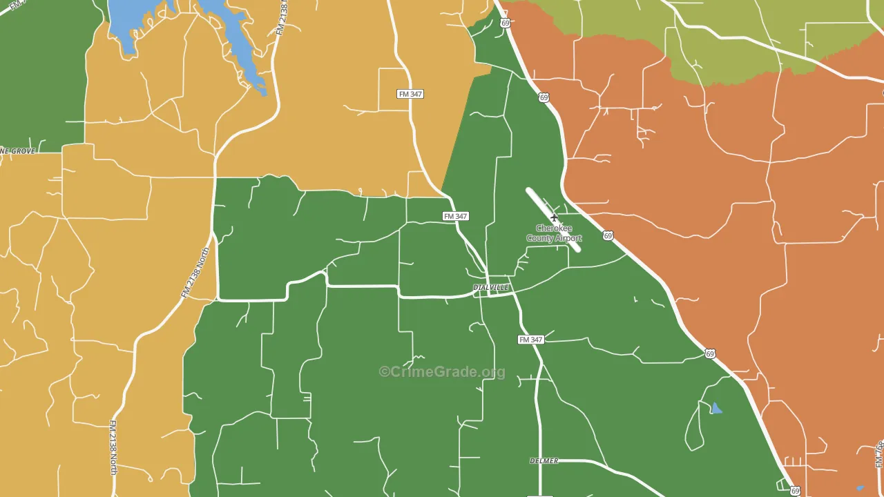 Dialville, TX Map of Assault Rates