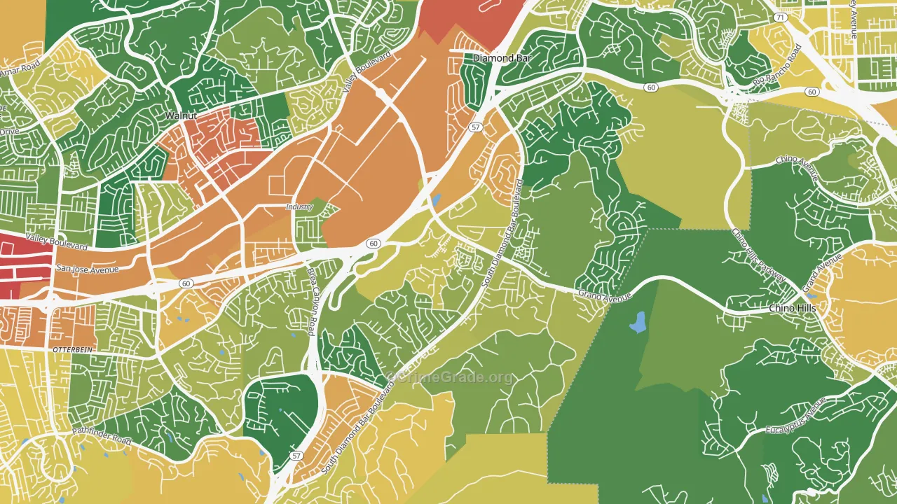 Diamond Bar, CA Map of Assault Rates