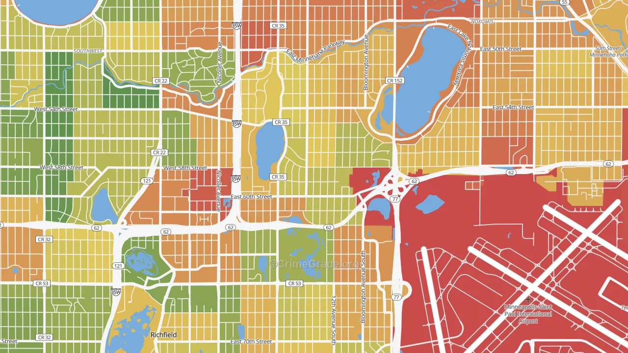 Diamond Lake, Minneapolis, MN Map of Assault Rates