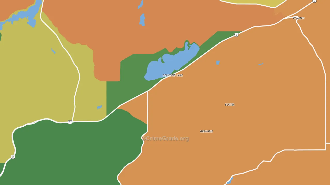 Diamond Lake, WA Map of Assault Rates