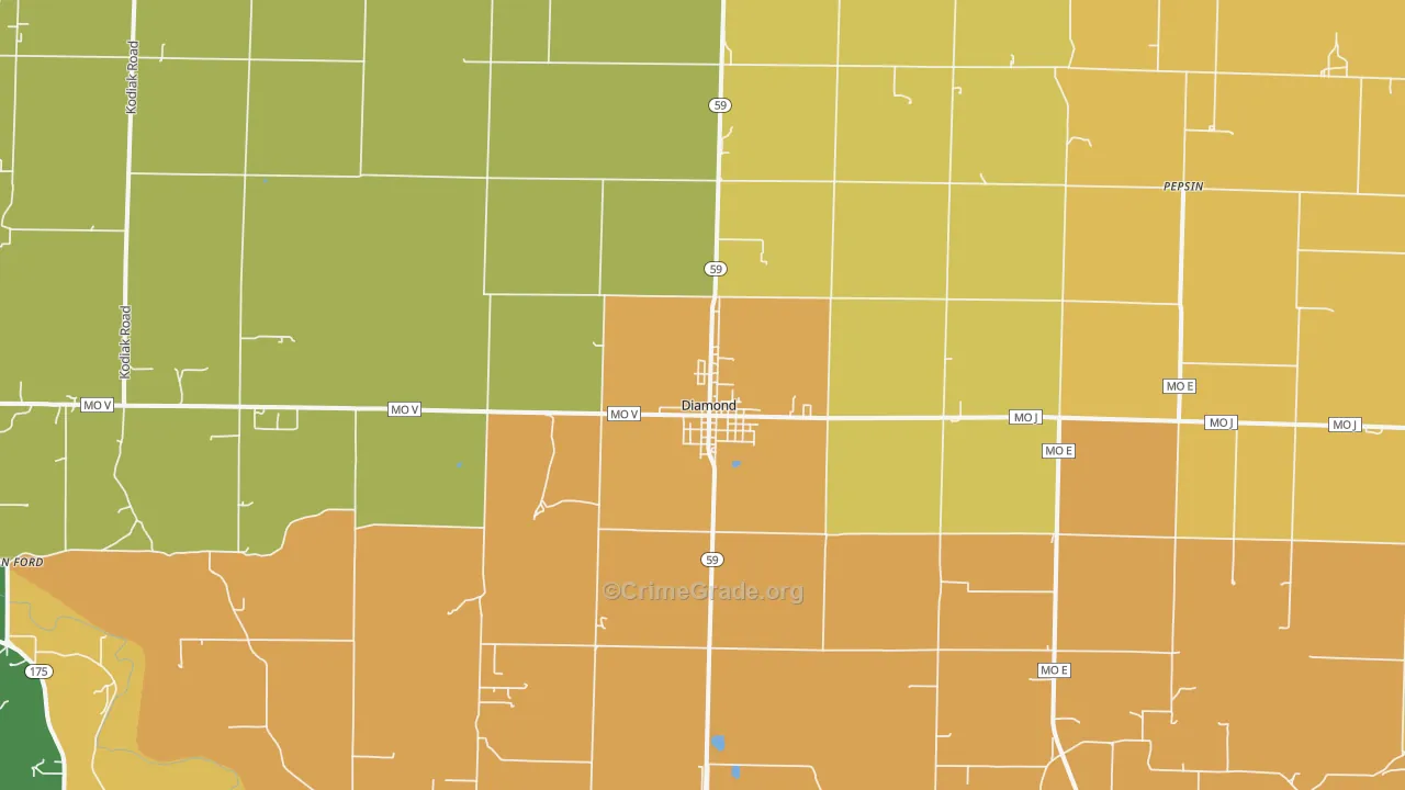Diamond, MO Map of Assault Rates