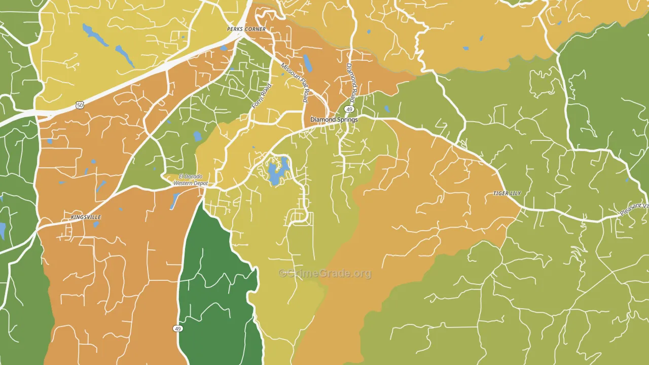 Diamond Springs, CA Map of Assault Rates