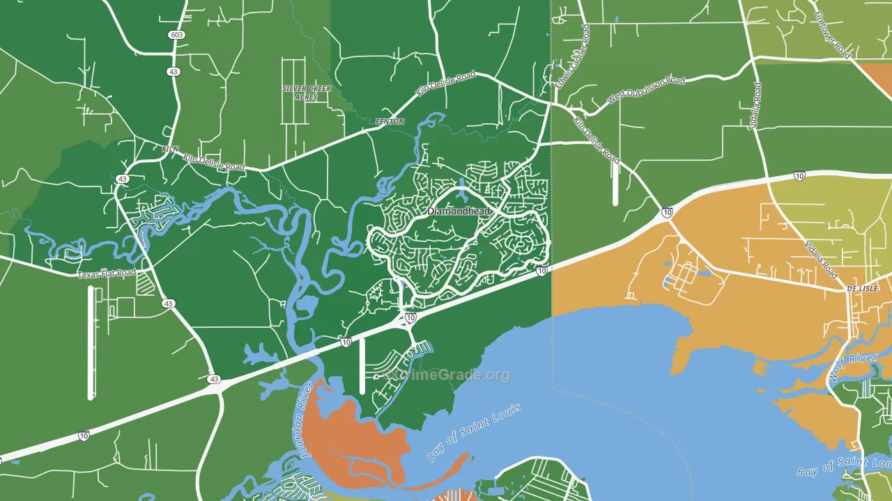 Diamondhead, MS Map of Assault Rates