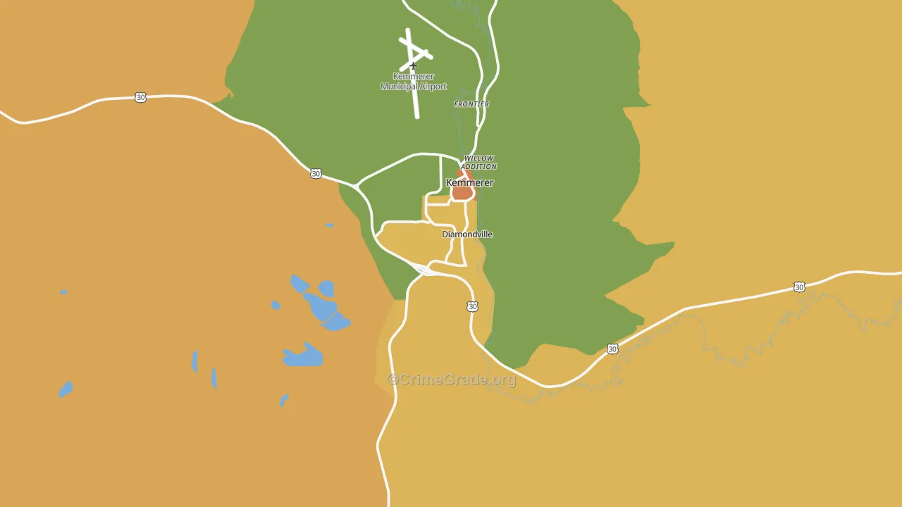 Diamondville, WY Map of Assault Rates
