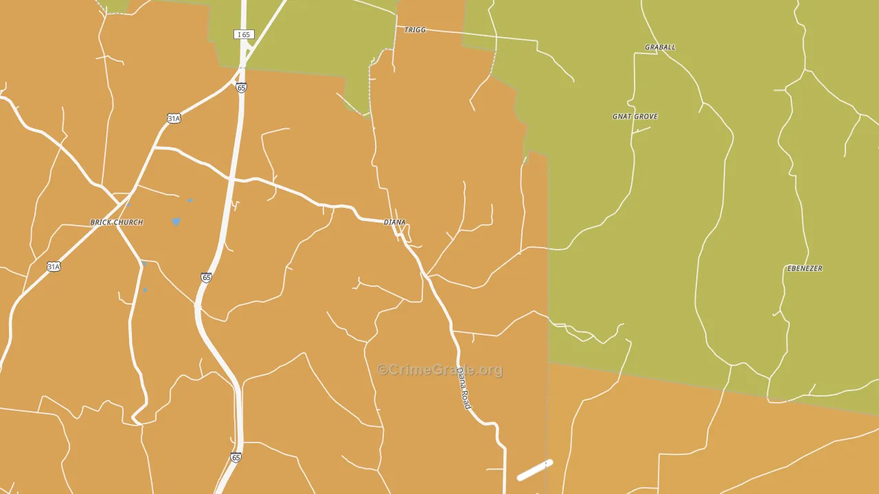 Diana, TN Map of Assault Rates