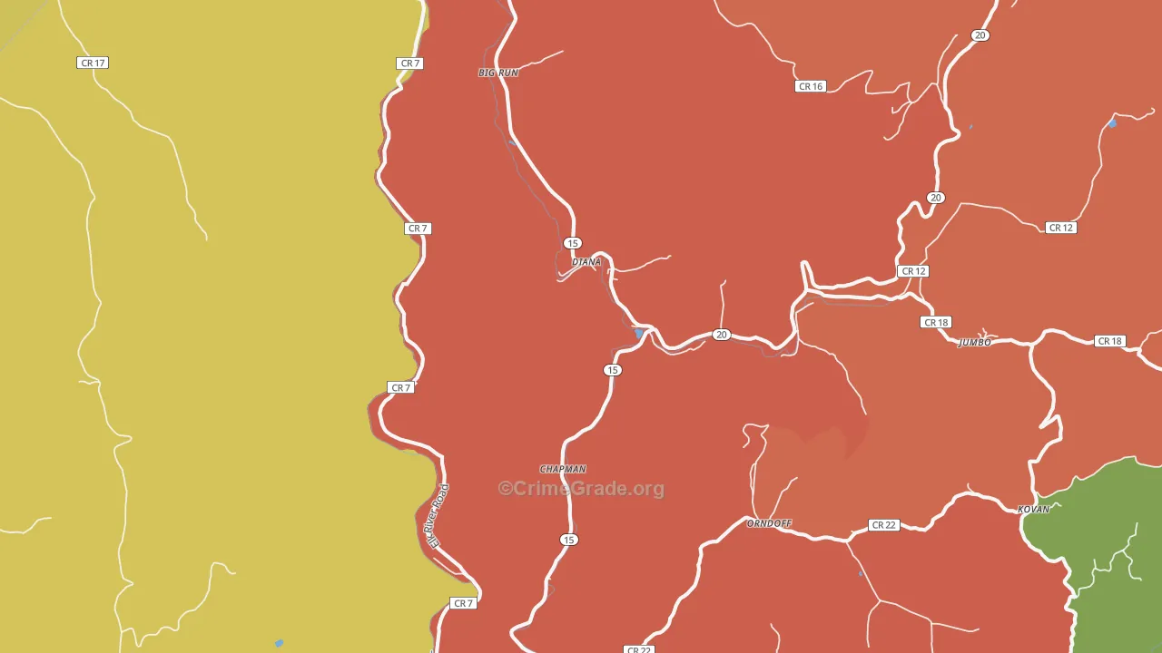 Diana, WV Map of Assault Rates