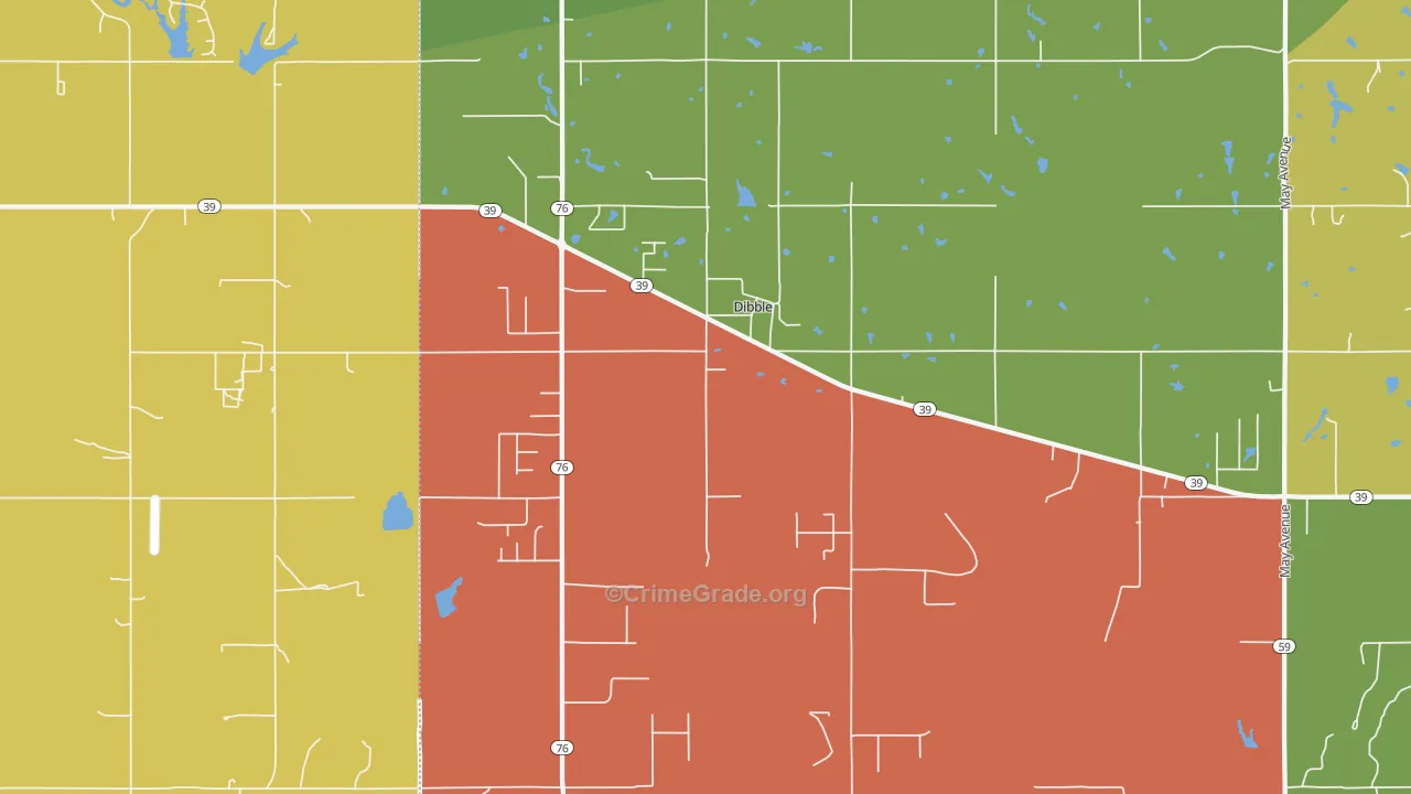 Dibble, OK Map of Assault Rates