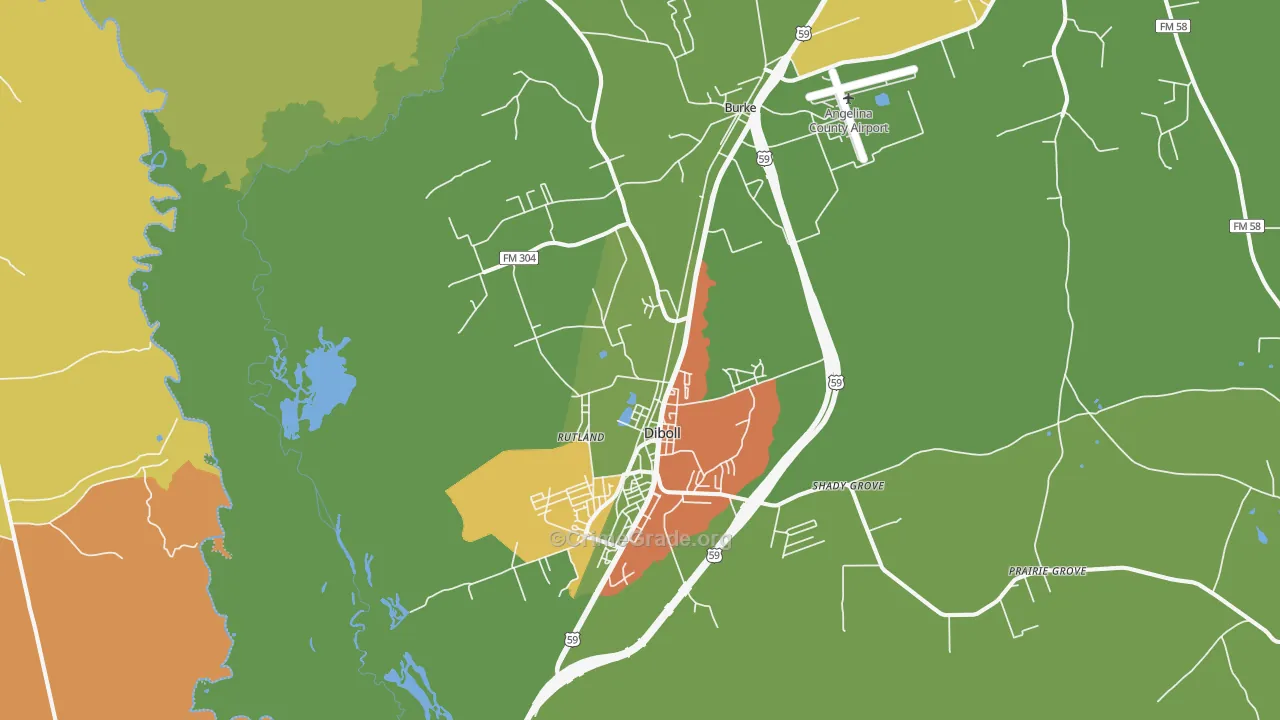 Diboll, TX Map of Assault Rates