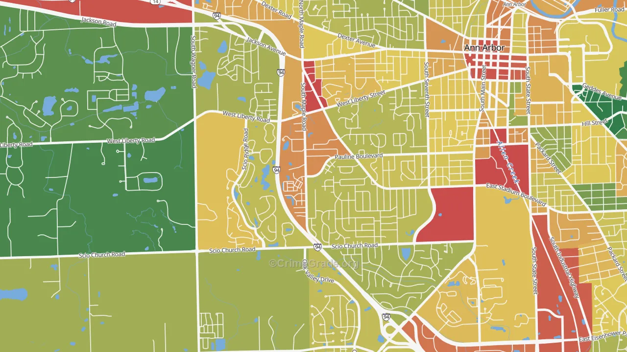 Dicken, Ann Arbor, MI Map of Assault Rates