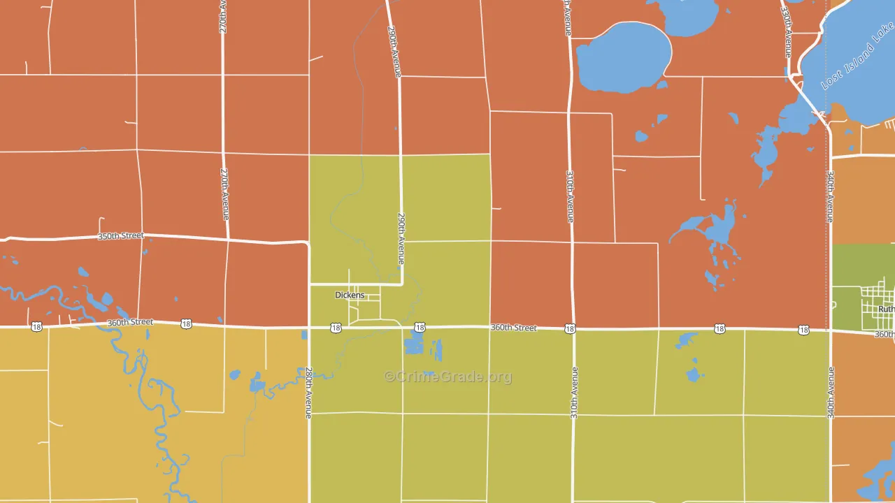 Dickens, IA Map of Assault Rates
