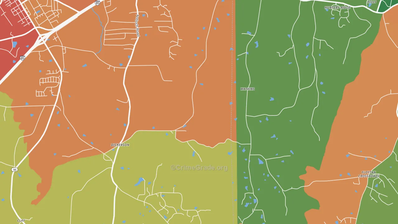 Dickerson, NC Map of Assault Rates