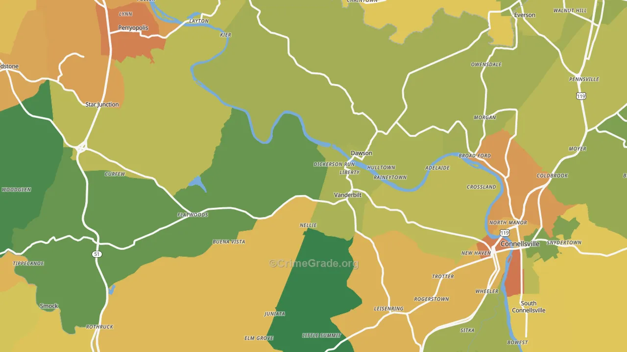 Dickerson Run, PA Map of Assault Rates