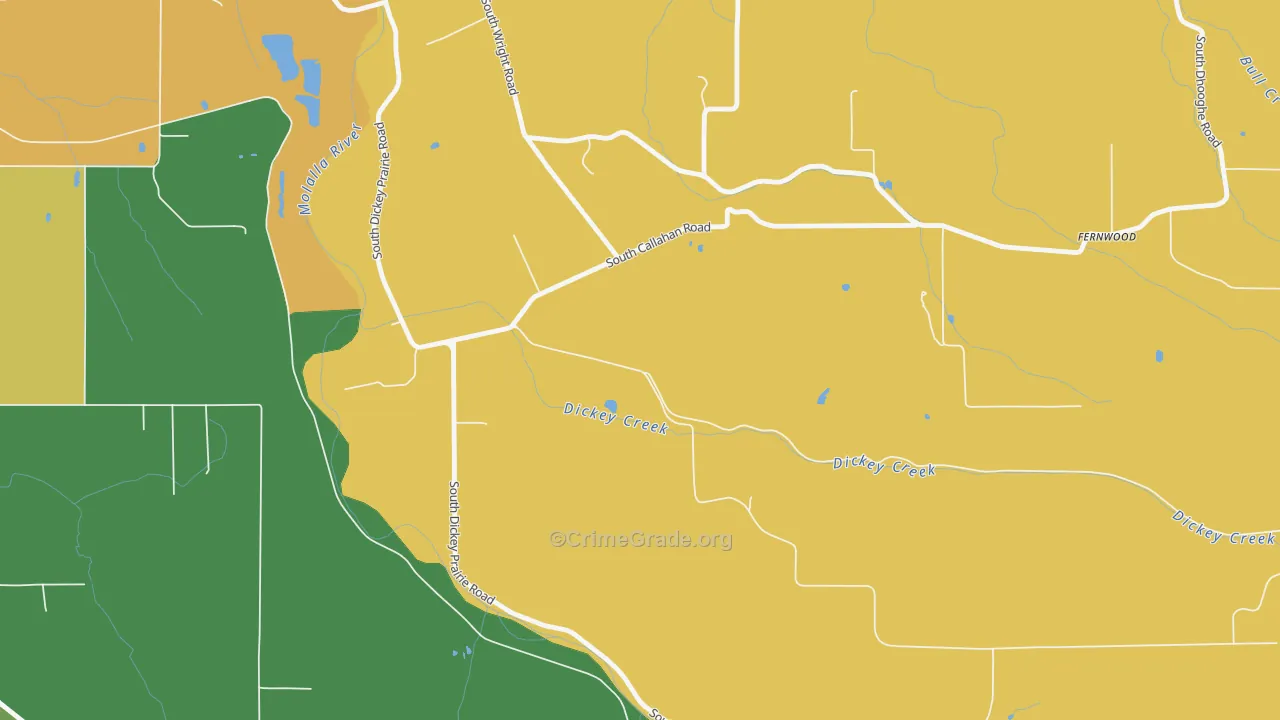 Dickey Prairie, OR Map of Assault Rates