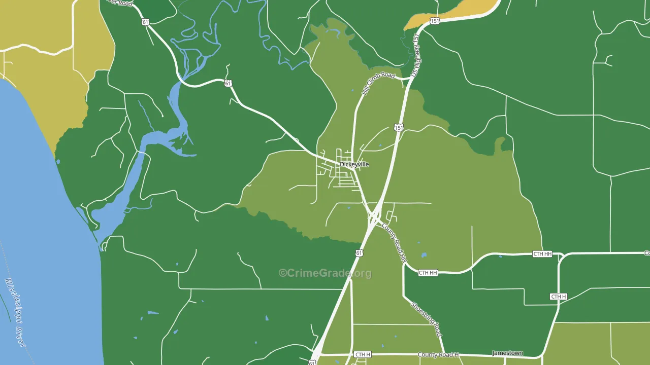 Dickeyville, WI Map of Assault Rates