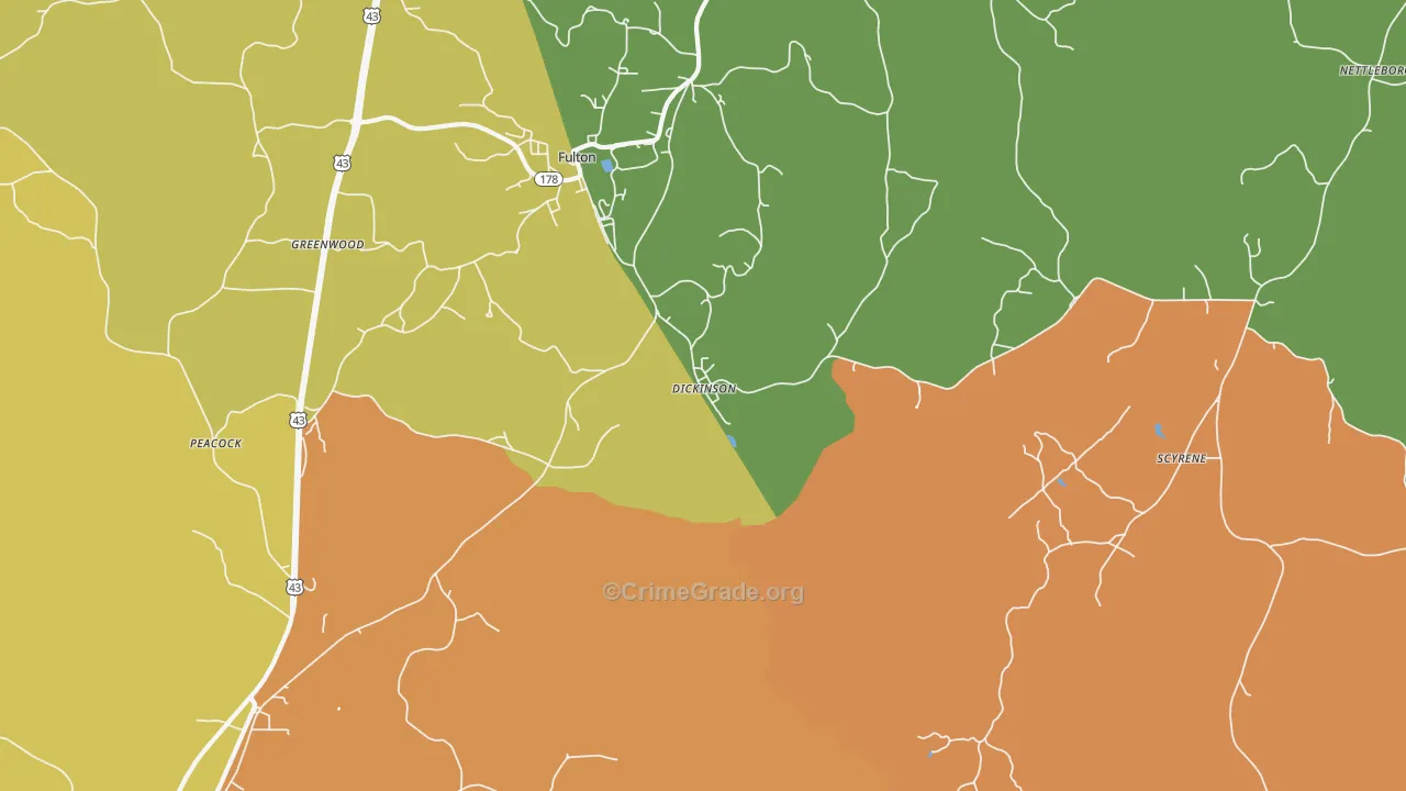 Dickinson, AL Map of Assault Rates