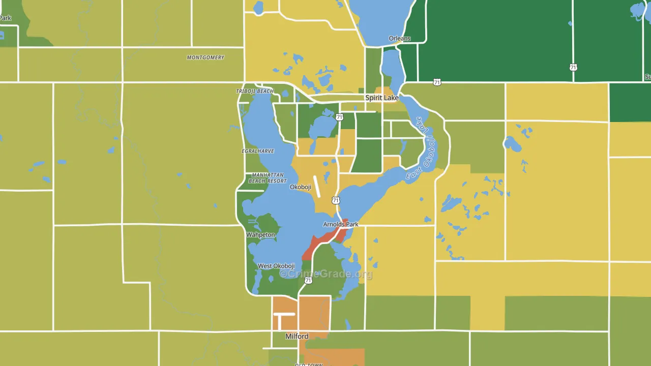 Dickinson County, IA Map of Assault Rates