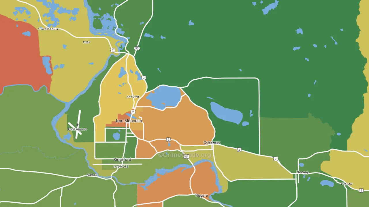 Dickinson County, MI Map of Assault Rates
