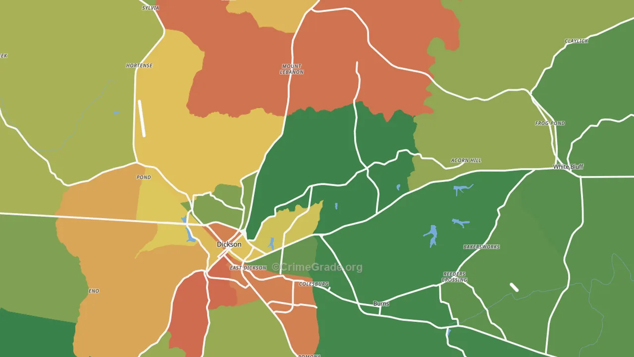 Dickson County, TN Map of Assault Rates