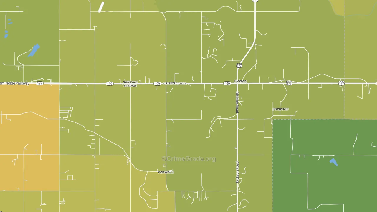 Dickson, OK Map of Assault Rates