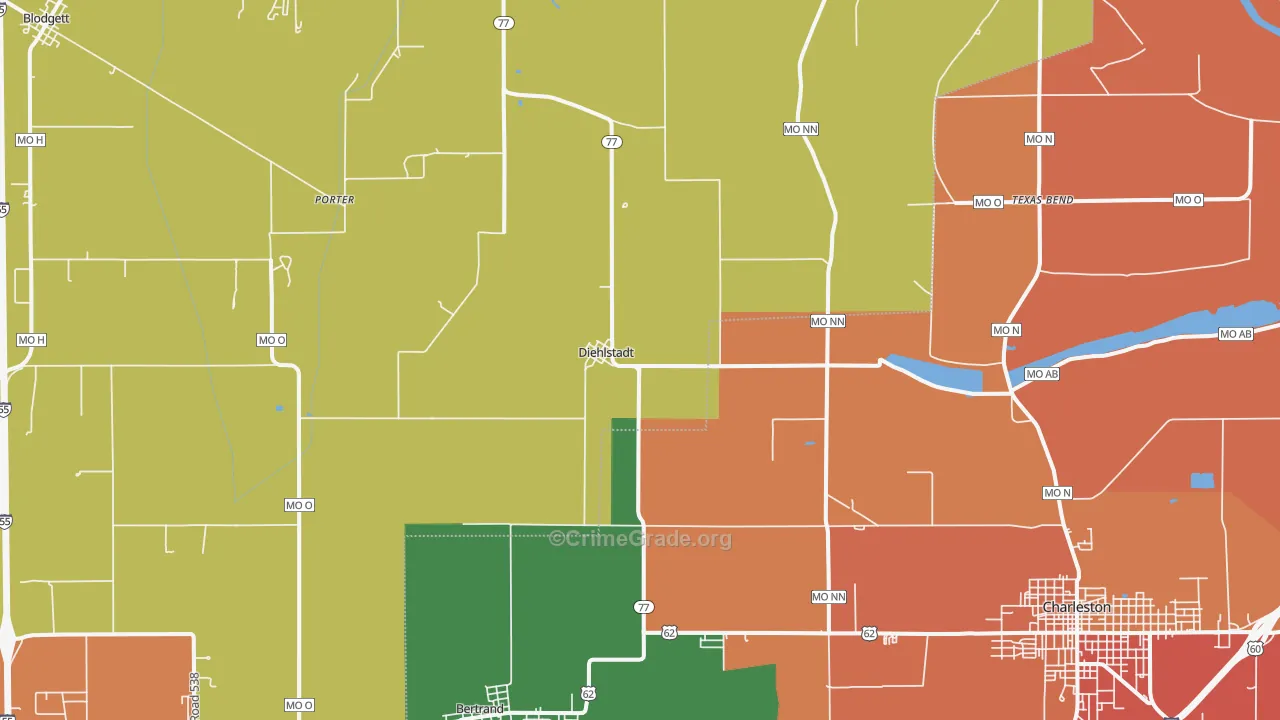 Diehlstadt, MO Map of Assault Rates