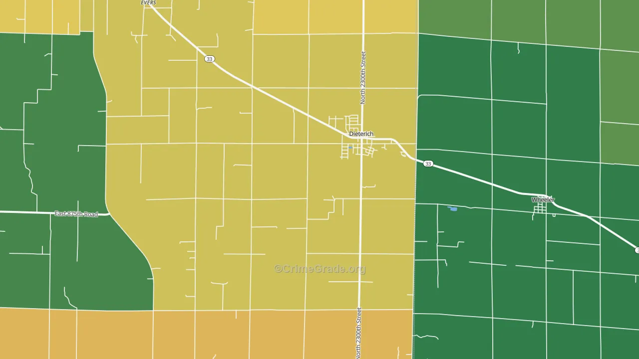 Dieterich, IL Map of Assault Rates